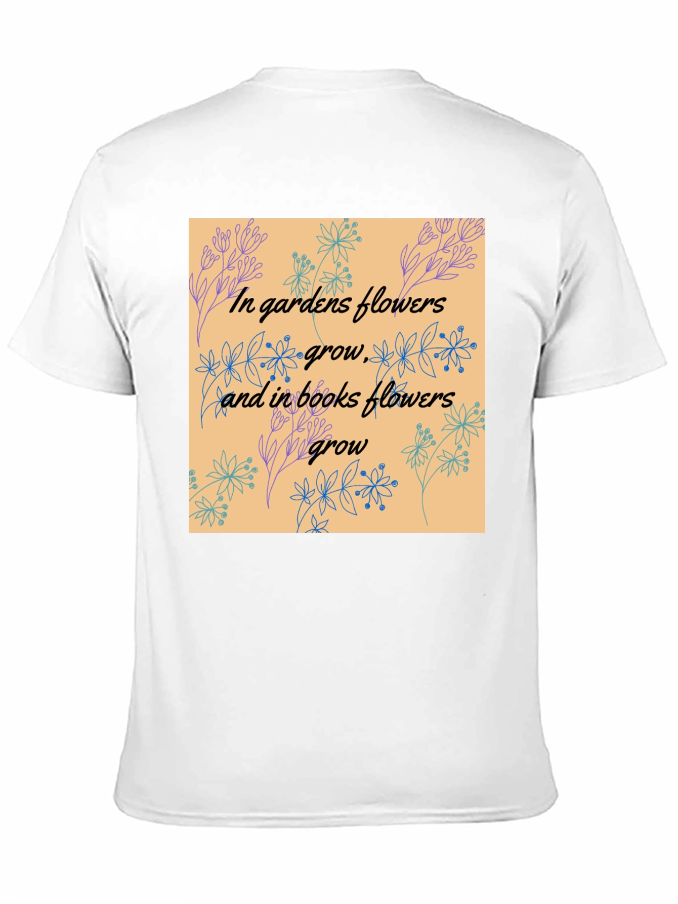 Floral Garden & Book Lovers Black T-Shirt