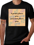 Floral Garden & Book Lovers Black T-Shirt