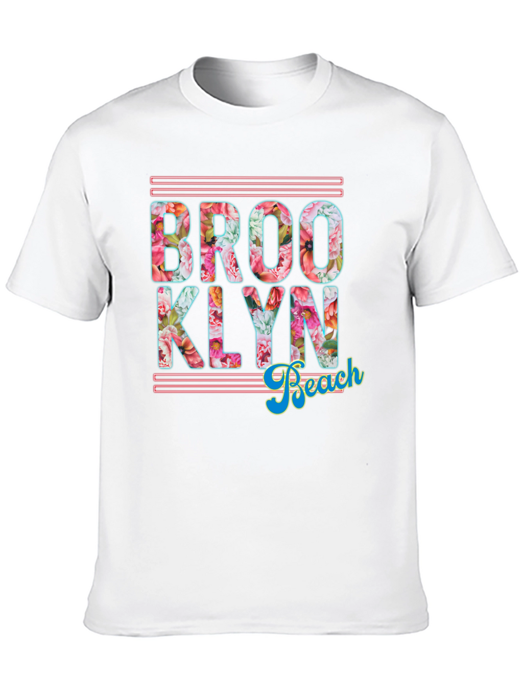 Brooklyn Beach Floral Print Black T-Shirt