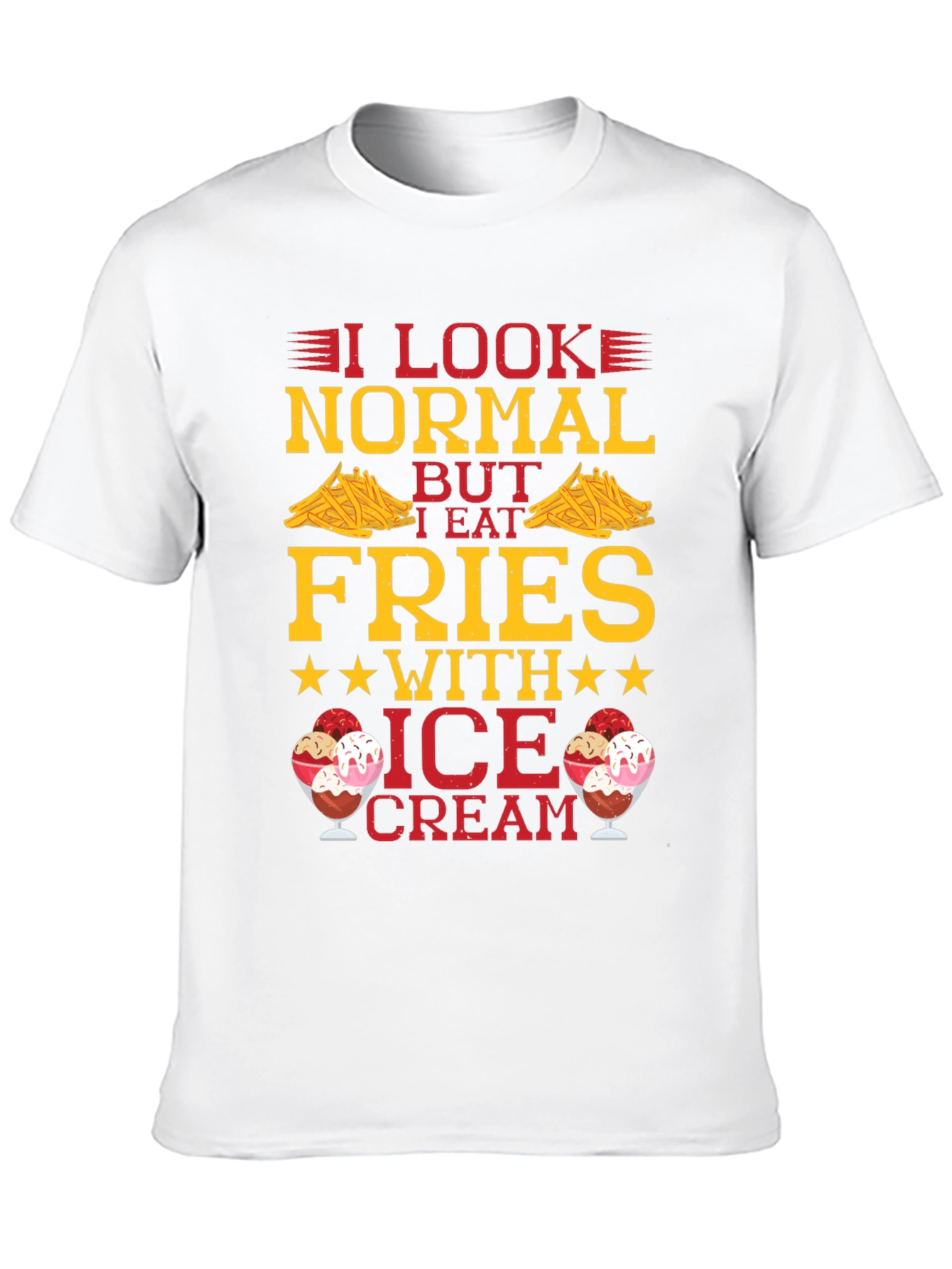 Funny Fries & Ice Cream Graphic T-Shirt