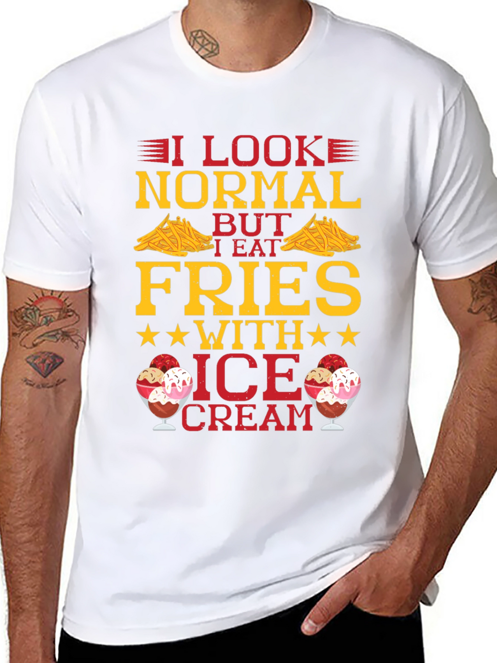 Funny Fries & Ice Cream Graphic T-Shirt