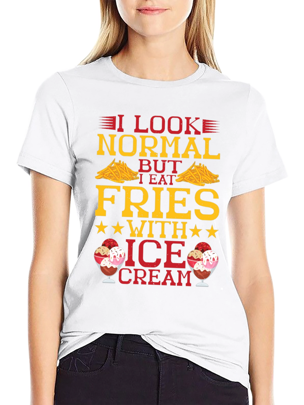Funny Fries & Ice Cream Graphic T-Shirt
