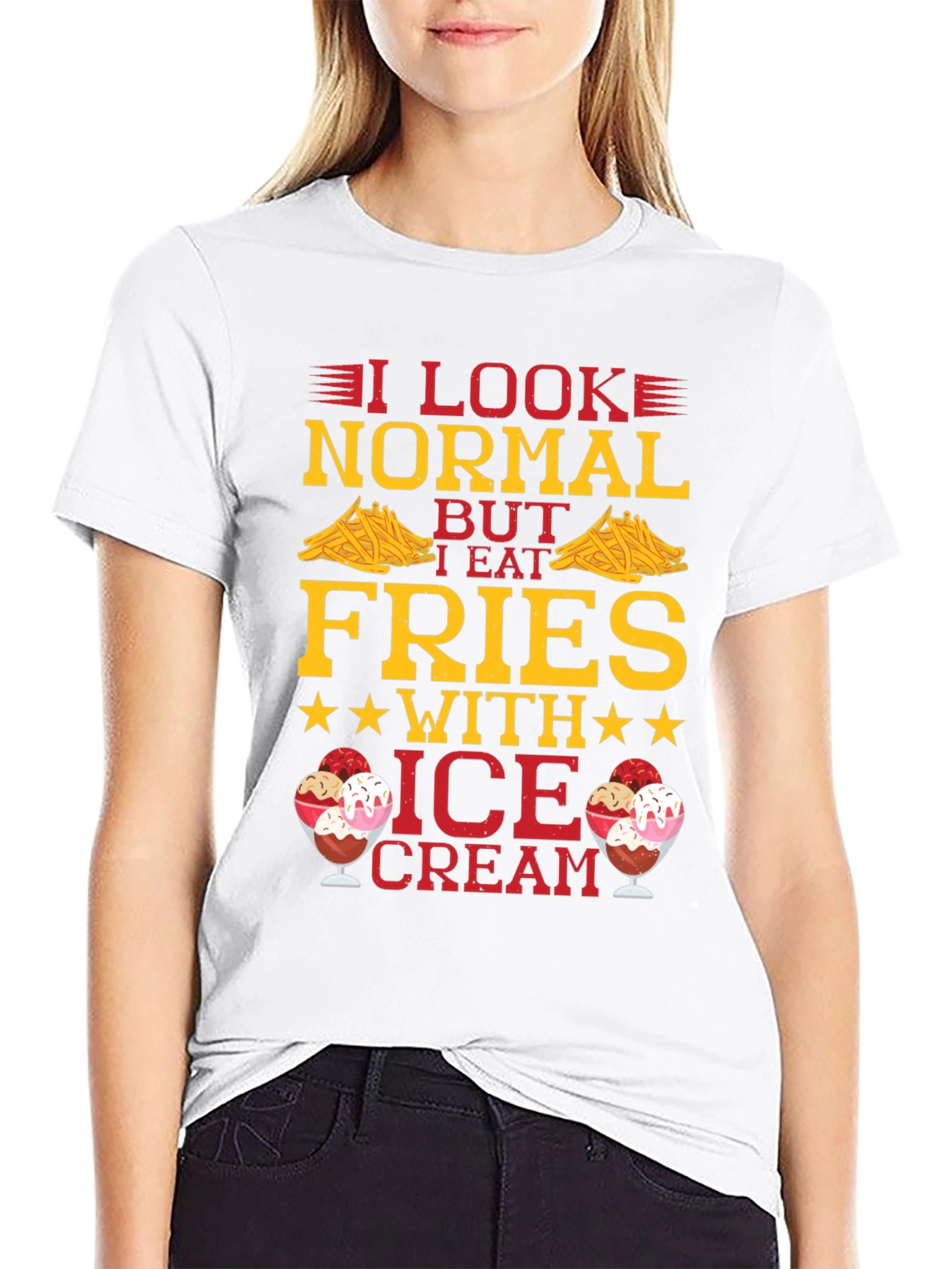 Funny Fries & Ice Cream Graphic T-Shirt