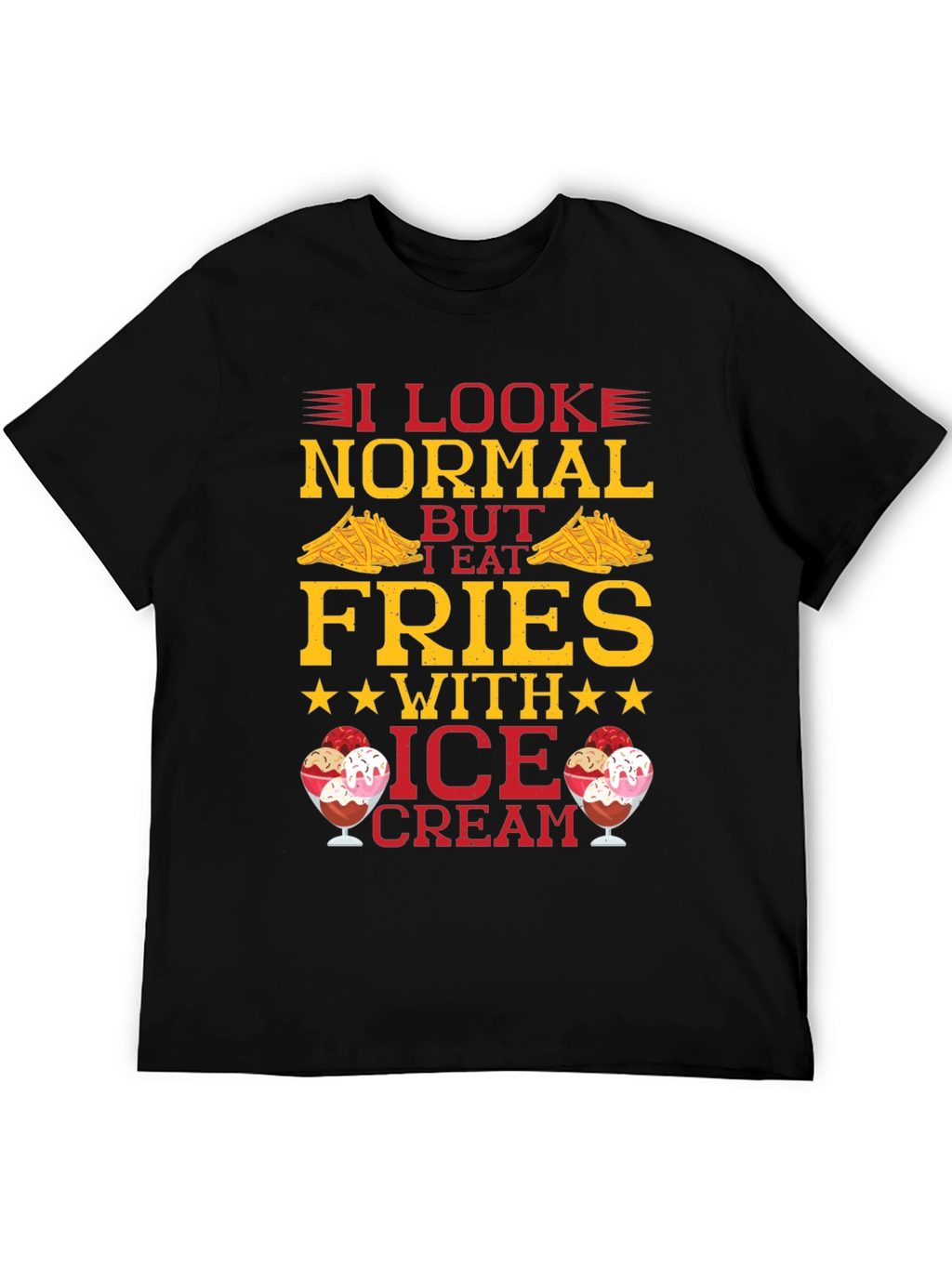 Funny Fries & Ice Cream Graphic T-Shirt