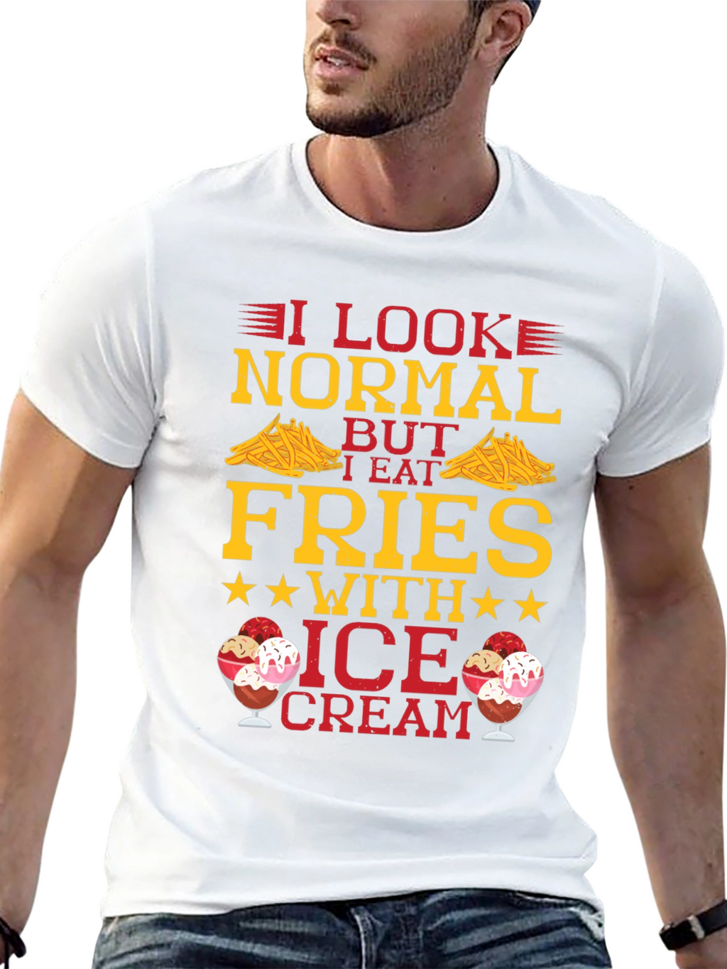 Funny Fries & Ice Cream Graphic T-Shirt