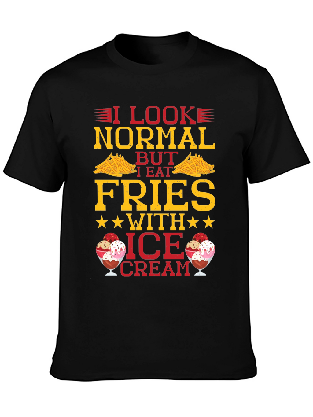 Funny Fries & Ice Cream Graphic T-Shirt