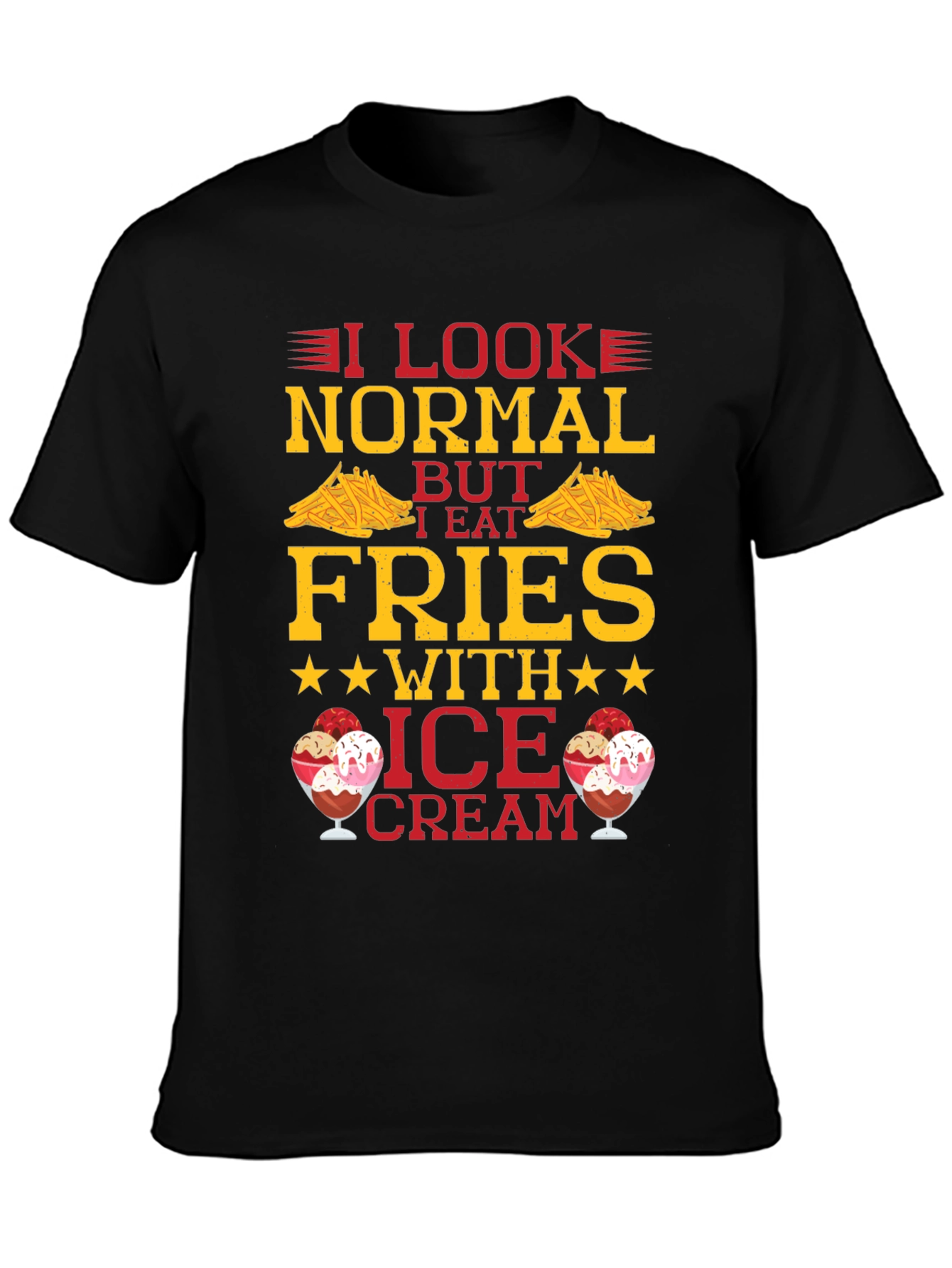 Funny Fries & Ice Cream Graphic T-Shirt