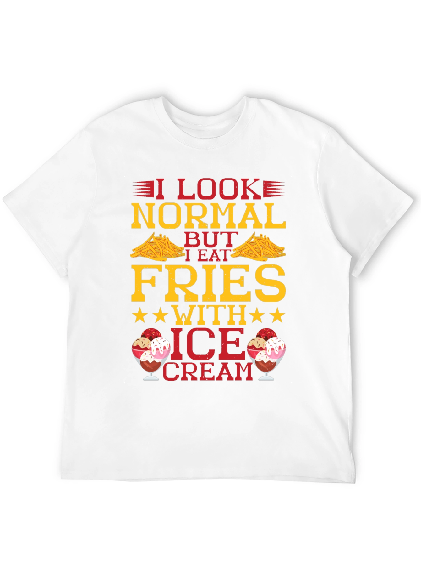 Funny Fries & Ice Cream Graphic T-Shirt
