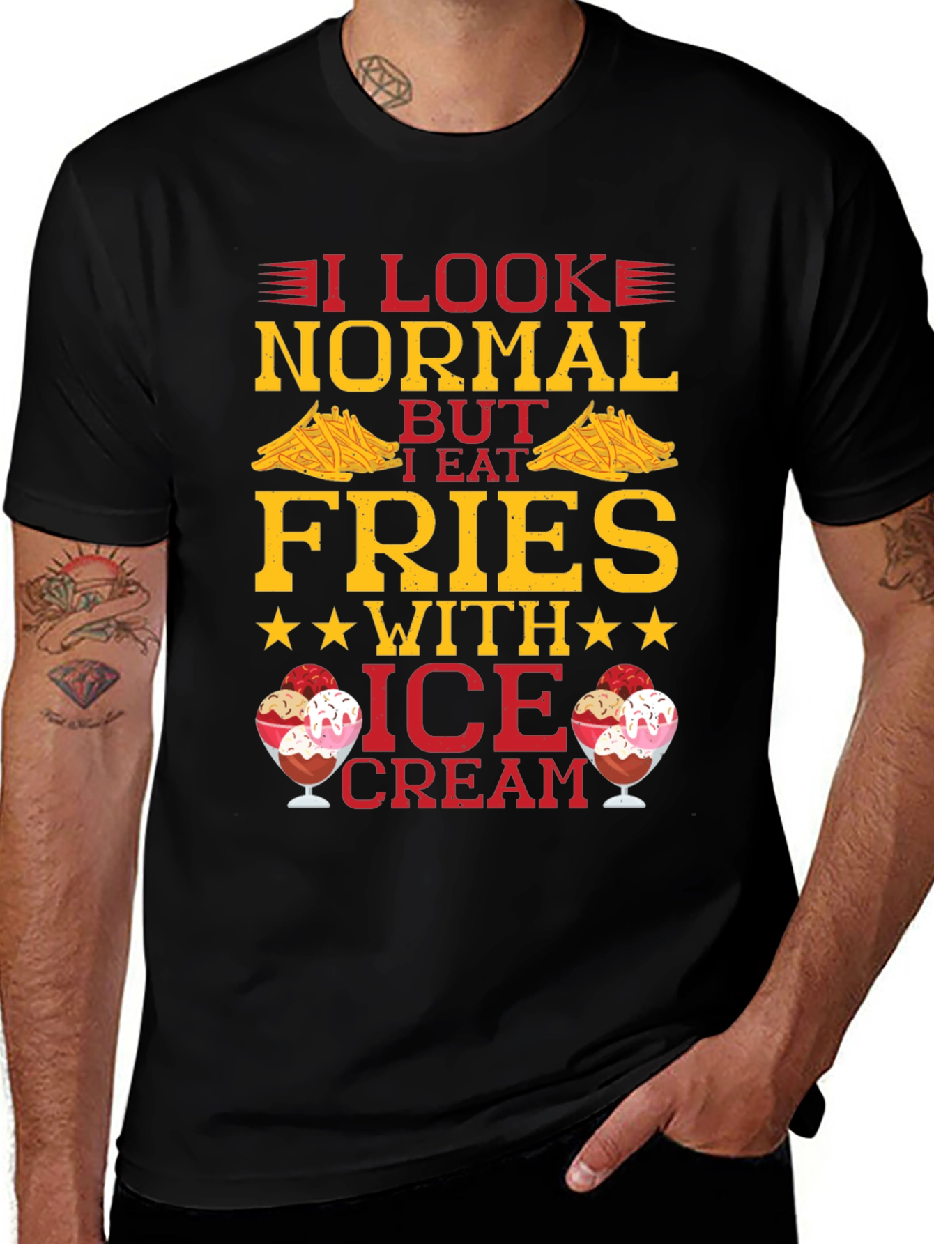 Funny Fries & Ice Cream Graphic T-Shirt