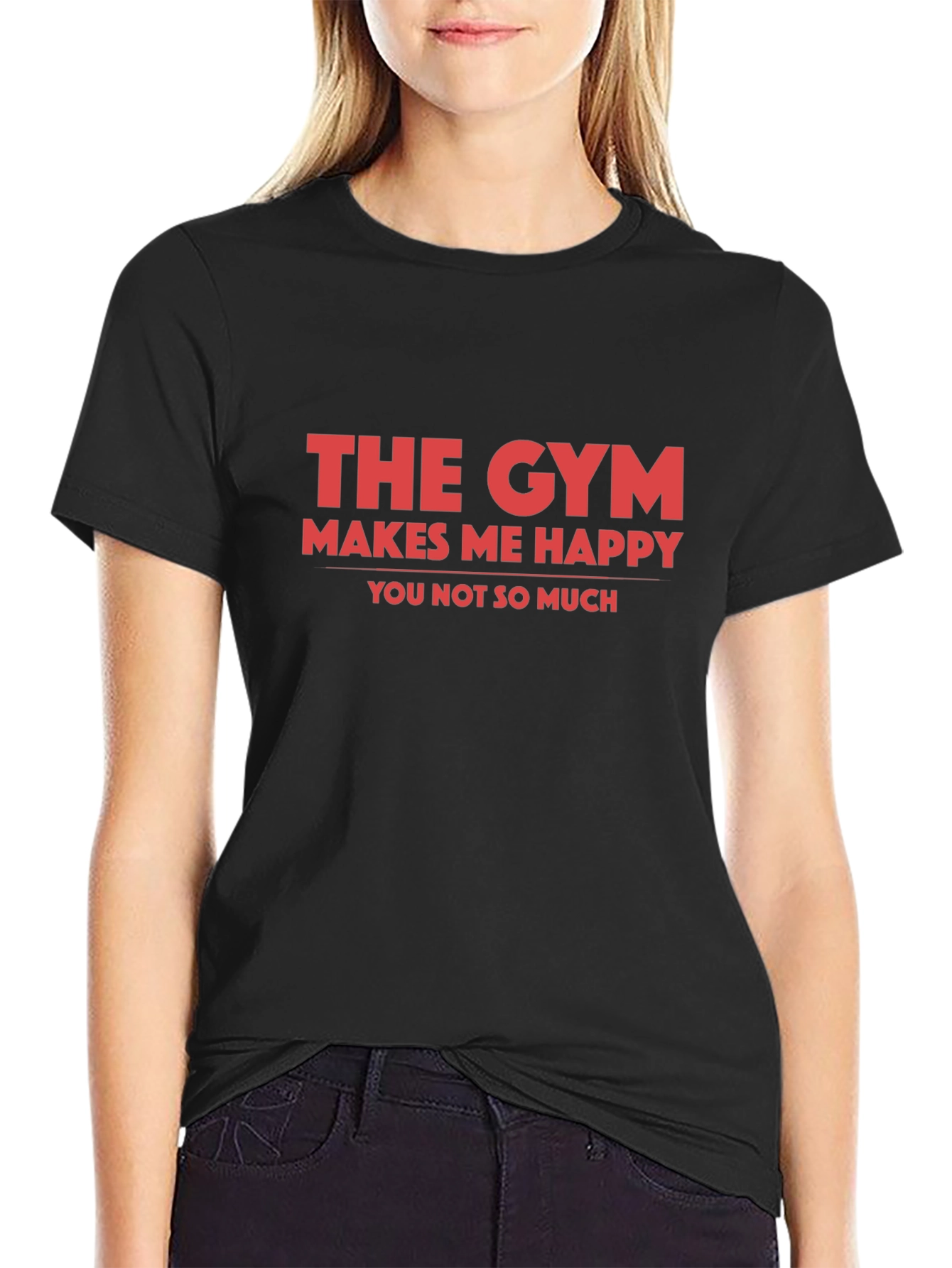 Gym Makes Me Happy Graphic Tee - Black