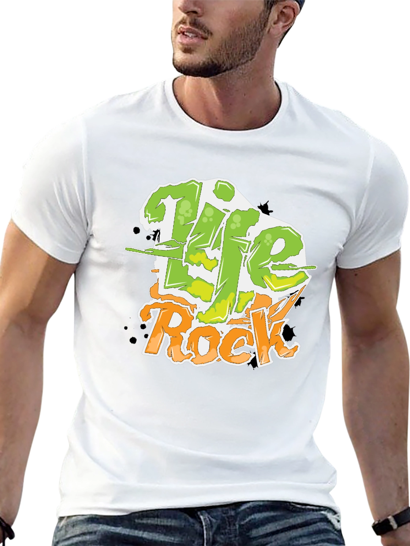 Life Rock Graphic Print Black T-Shirt