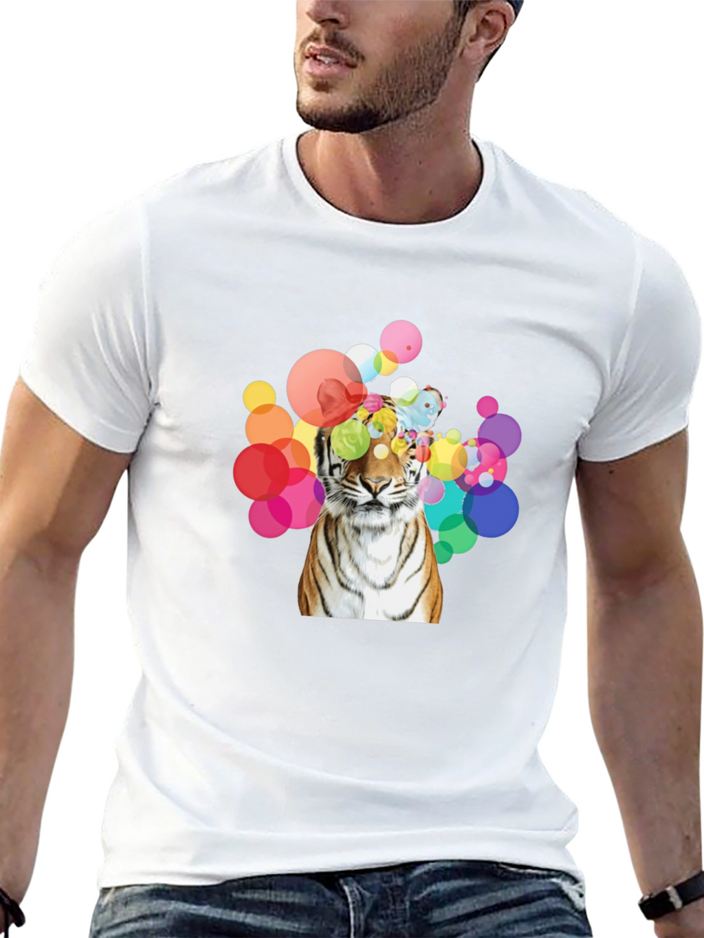 Tiger Bubbles Graphic Tee - Black Cotton T-Shirt