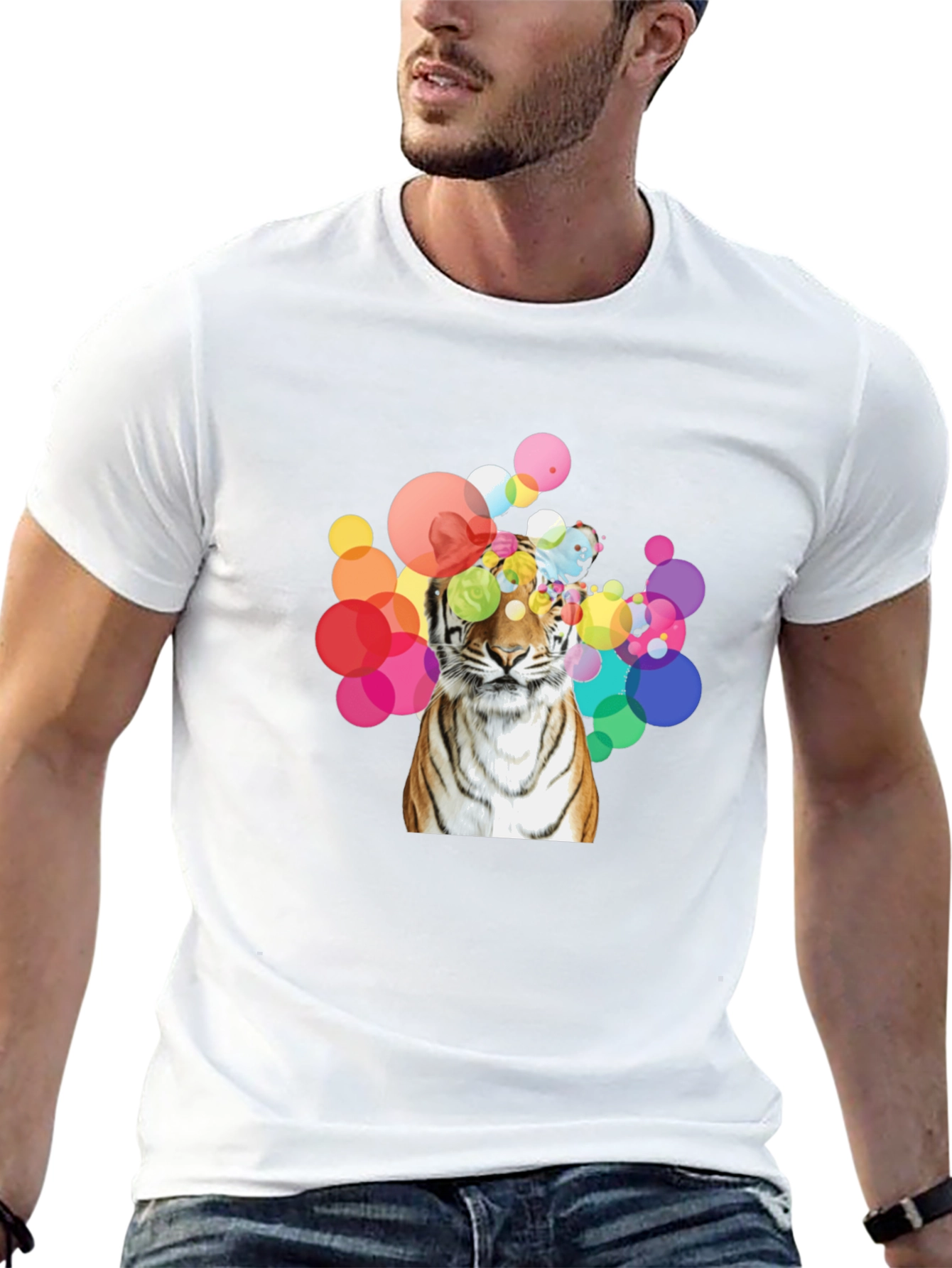 Tiger Bubbles Graphic Tee - Black Cotton T-Shirt