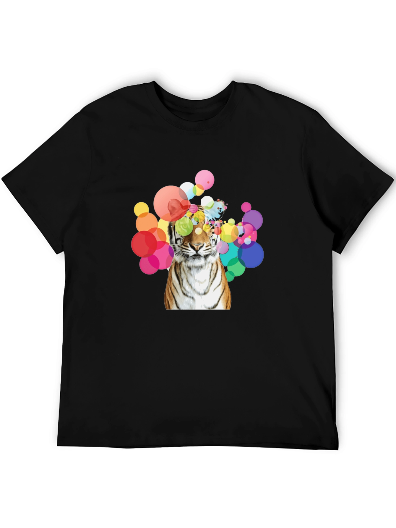 Tiger Bubbles Graphic Tee - Black Cotton T-Shirt