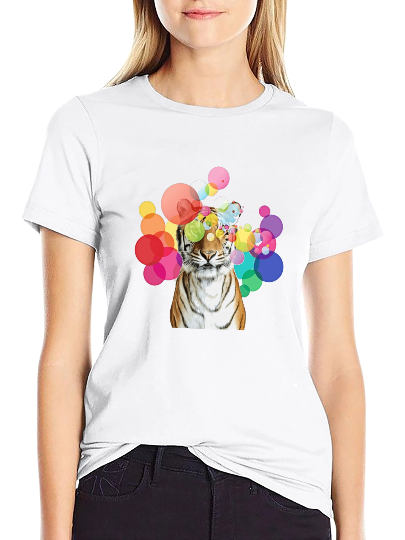 Tiger Bubbles Graphic Tee - Black Cotton T-Shirt