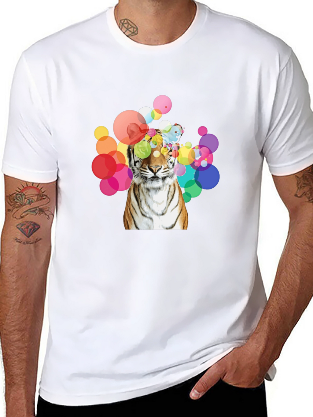 Tiger Bubbles Graphic Tee - Black Cotton T-Shirt