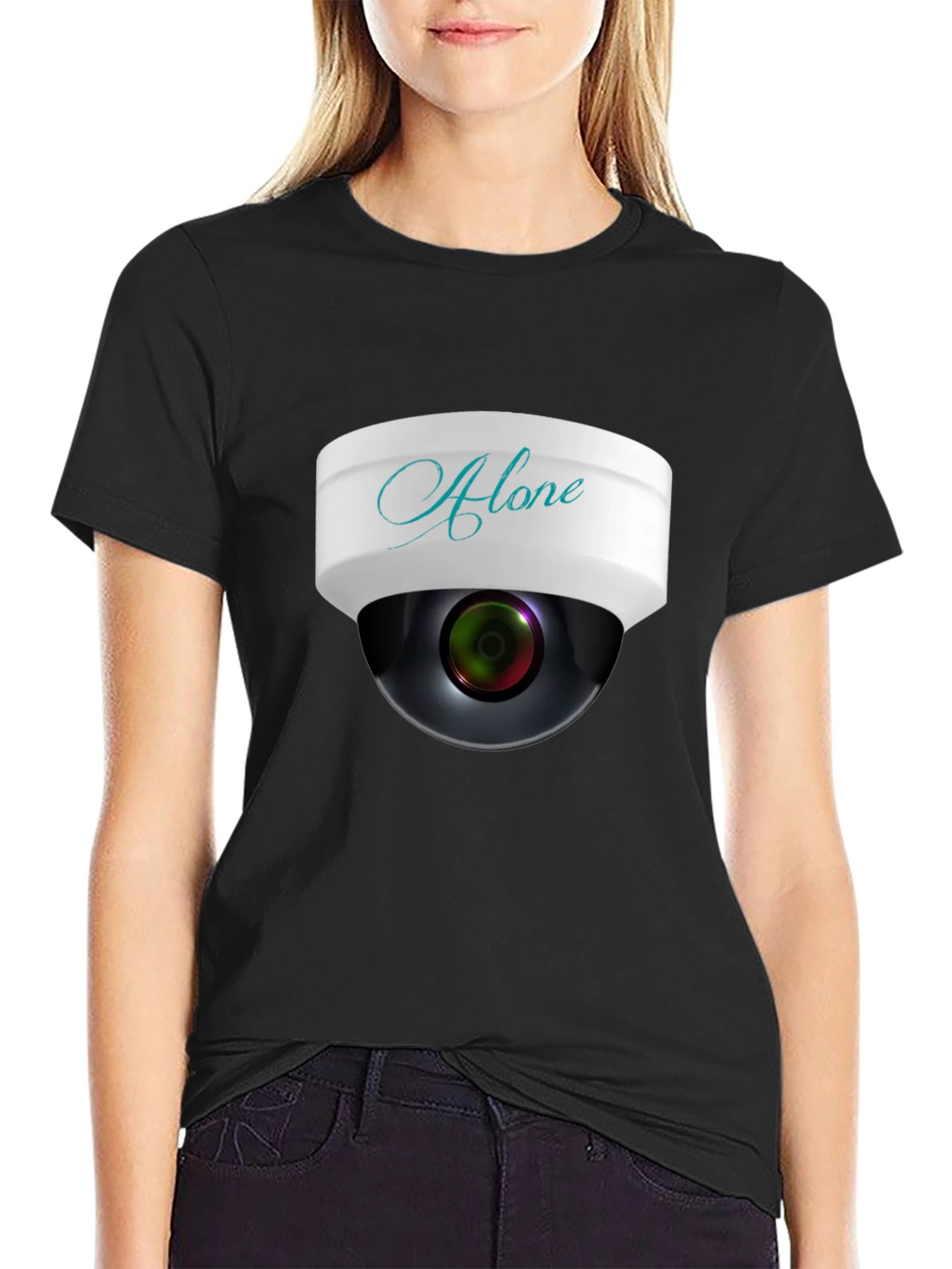 Alone Security Camera Graphic Mens T-Shirt