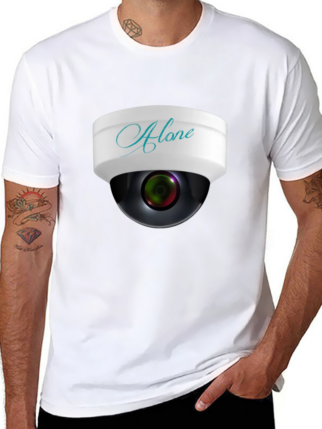Alone Security Camera Graphic Mens T-Shirt