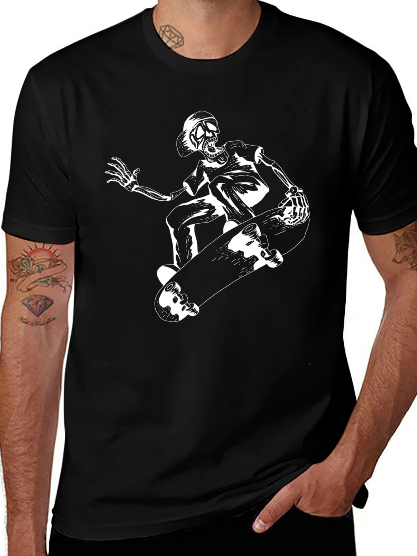 Skeleton Skateboard T-Shirt - Cool Graphic Tee