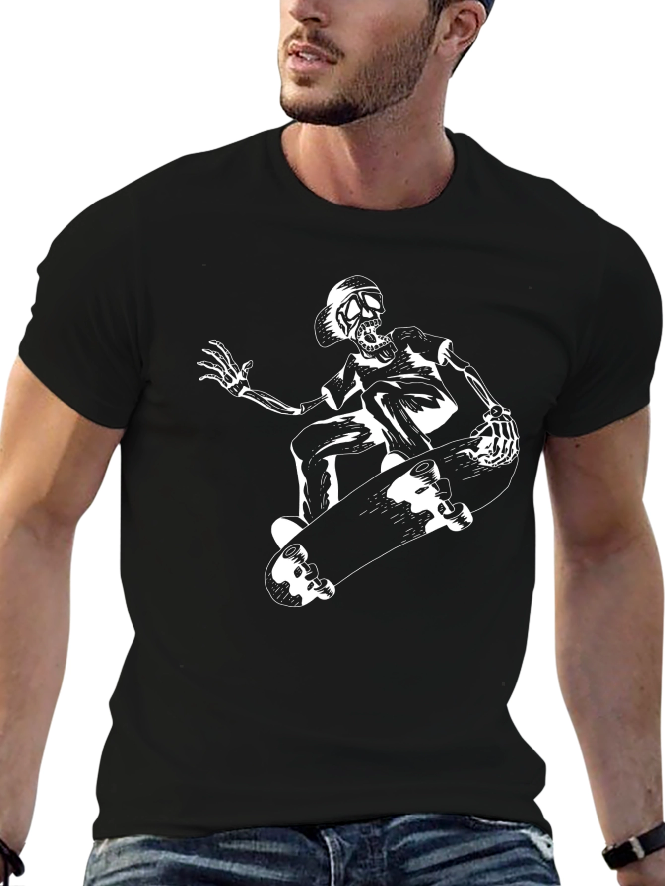 Skeleton Skateboard T-Shirt - Cool Graphic Tee