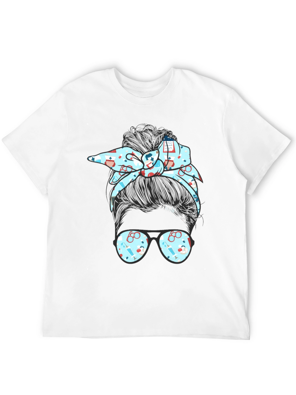 Nurse Messy Bun Graphic Tee - Black