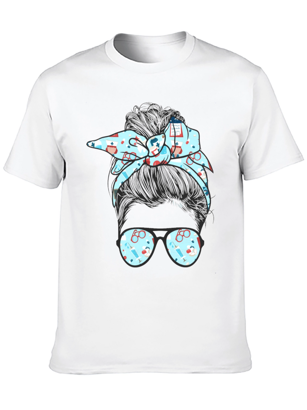 Nurse Messy Bun Graphic Tee - Black