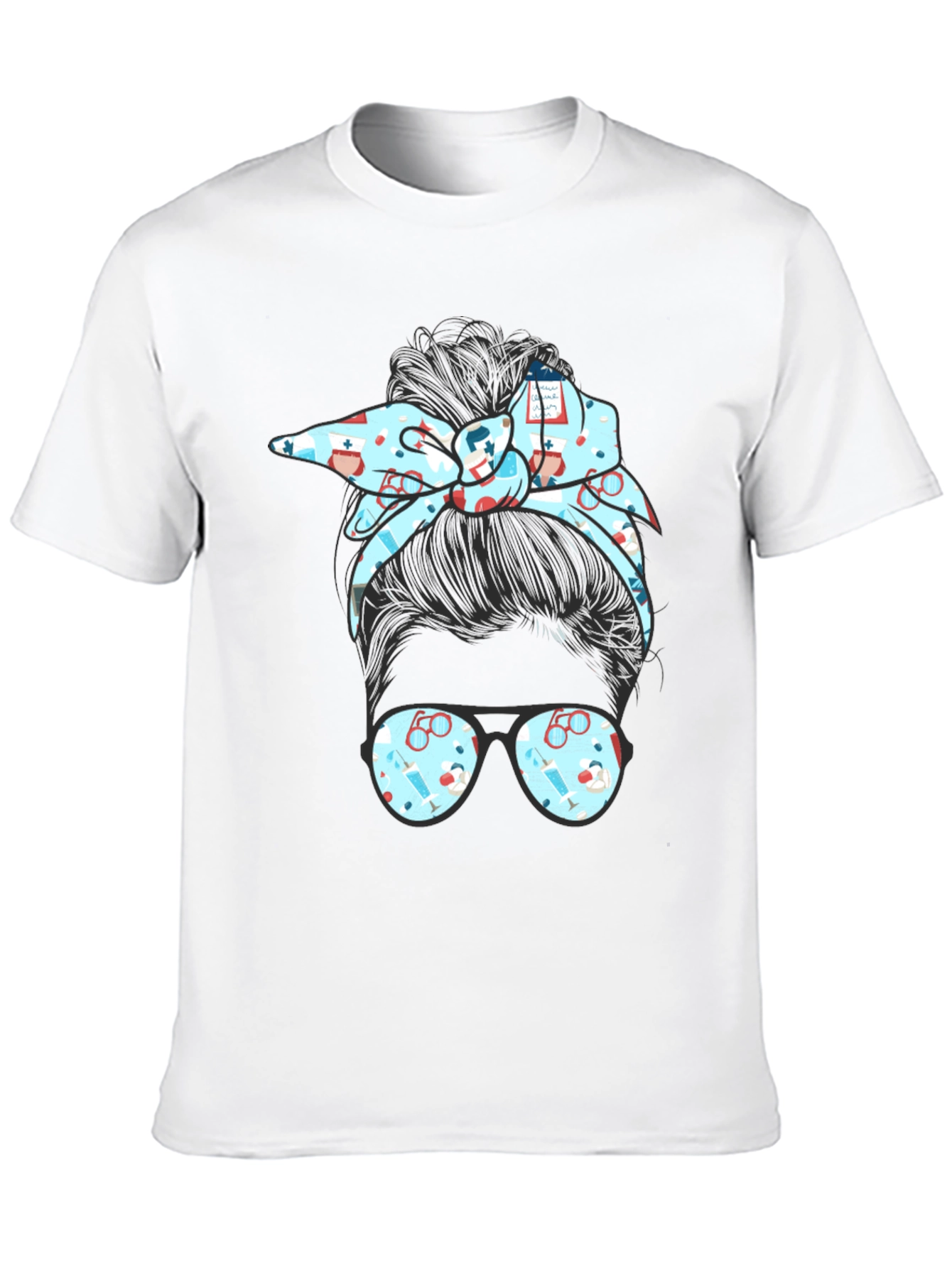 Nurse Messy Bun Graphic Tee - Black