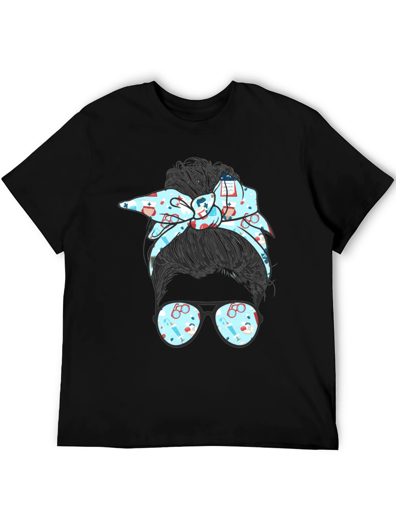 Nurse Messy Bun Graphic Tee - Black