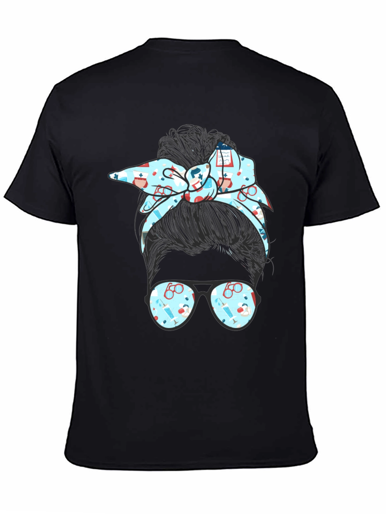 Nurse Messy Bun Graphic Tee - Black