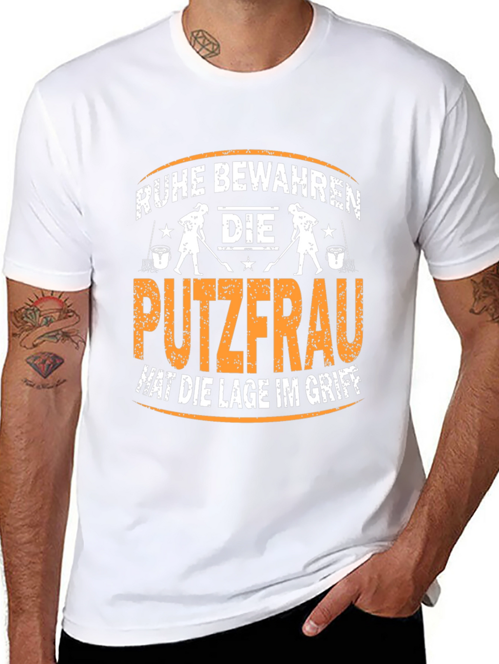 Ruhe Bewahren T-Shirt - Cleaning Lady Design