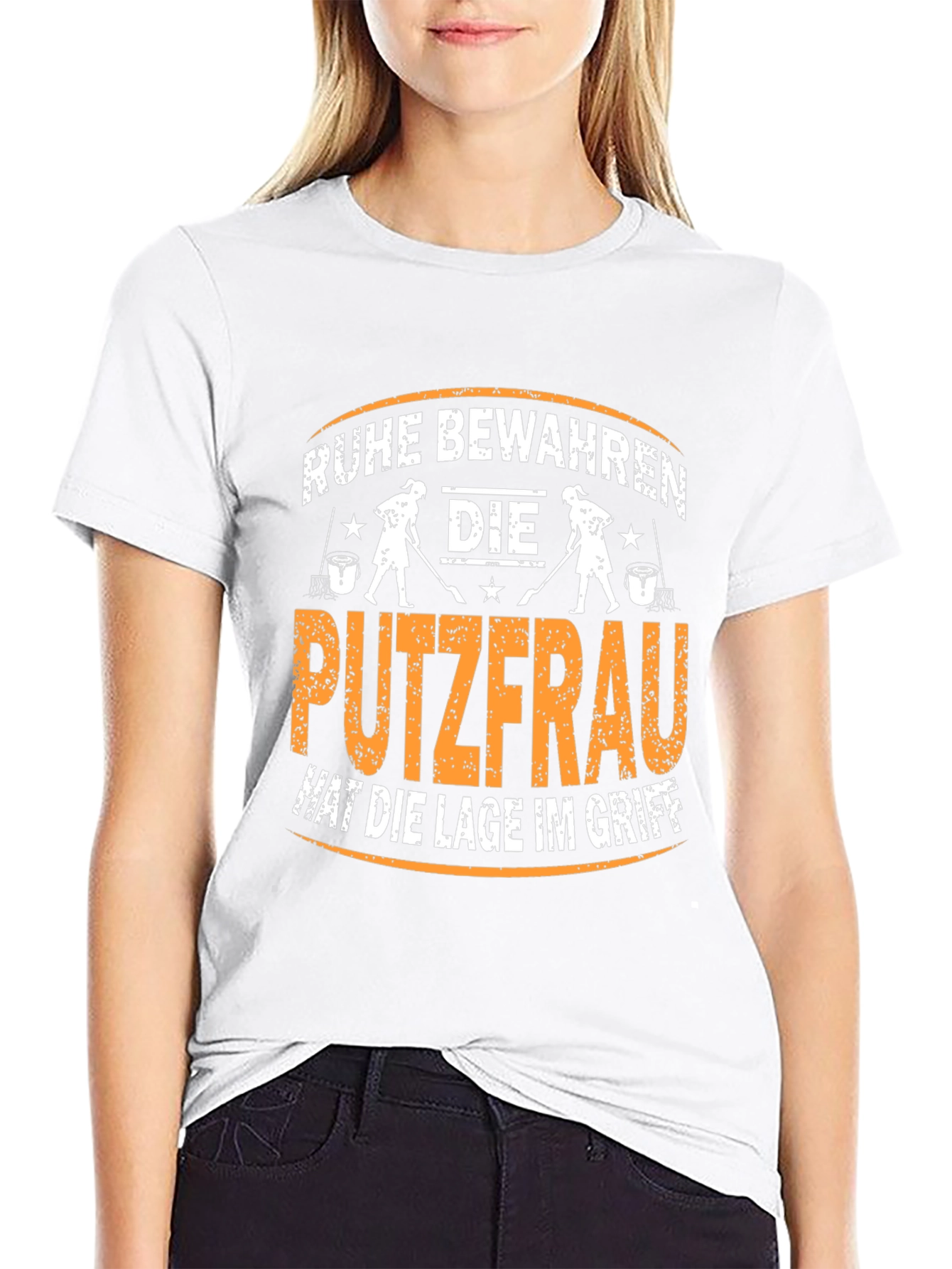 Ruhe Bewahren T-Shirt - Cleaning Lady Design