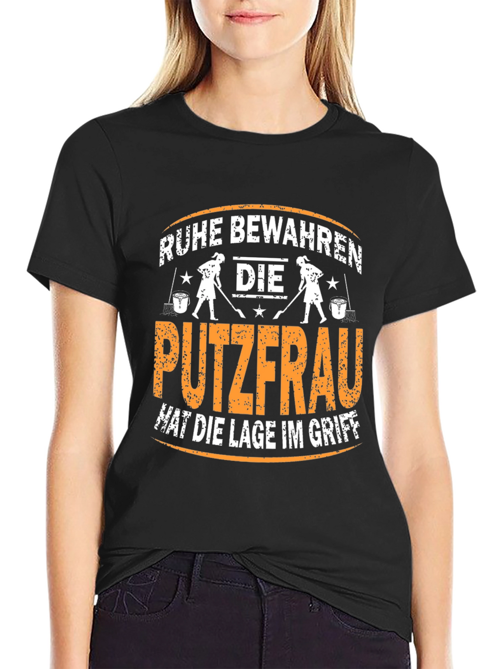 Ruhe Bewahren T-Shirt - Cleaning Lady Design