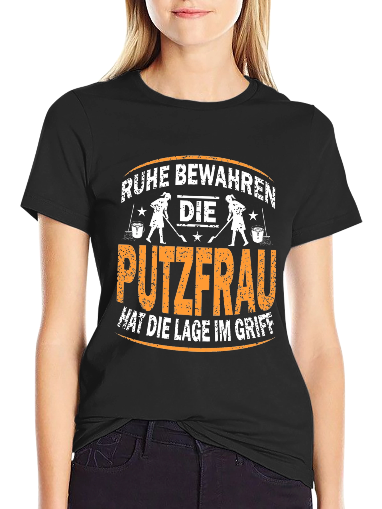 Ruhe Bewahren T-Shirt - Cleaning Lady Design