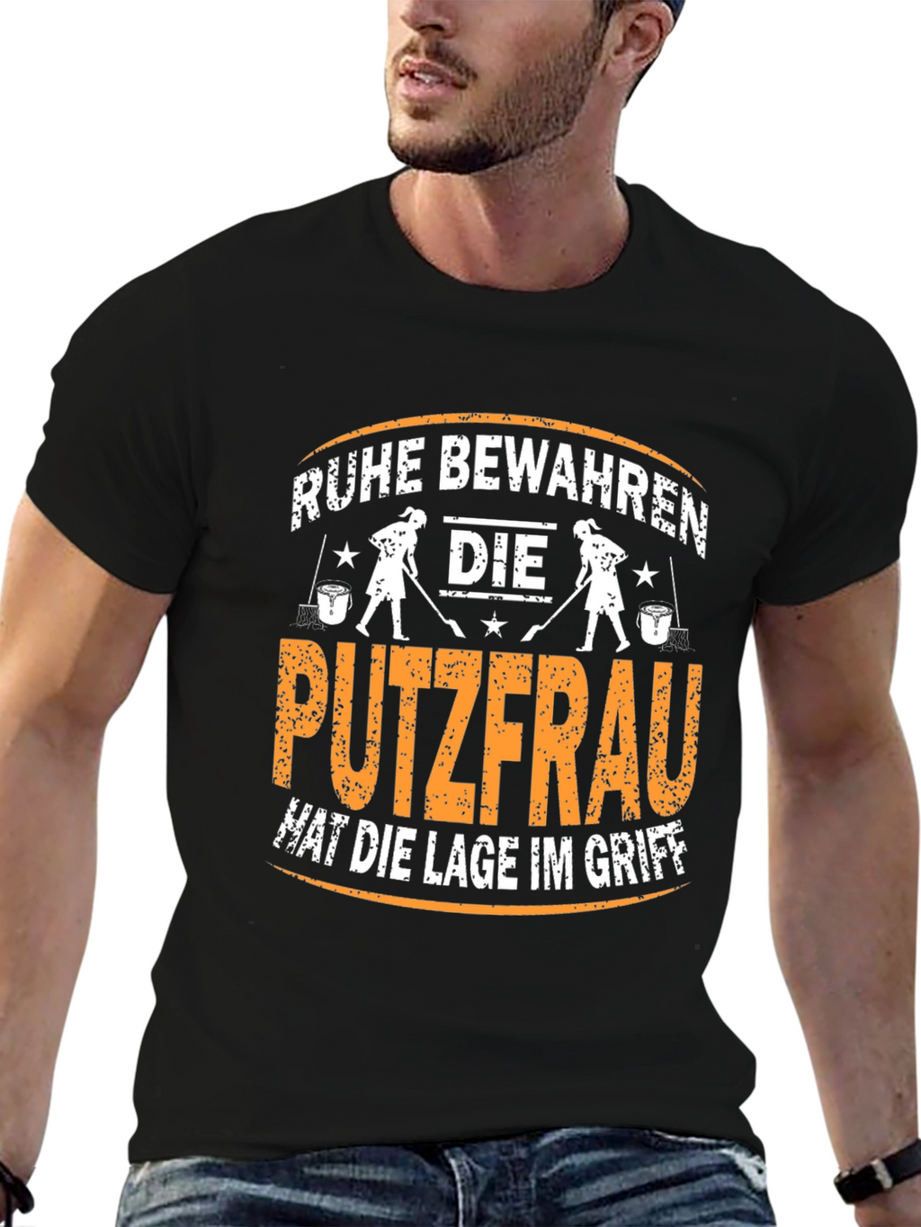 Ruhe Bewahren T-Shirt - Cleaning Lady Design