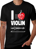 I Love Violin Graphic T-Shirt - Music Lover Tee
