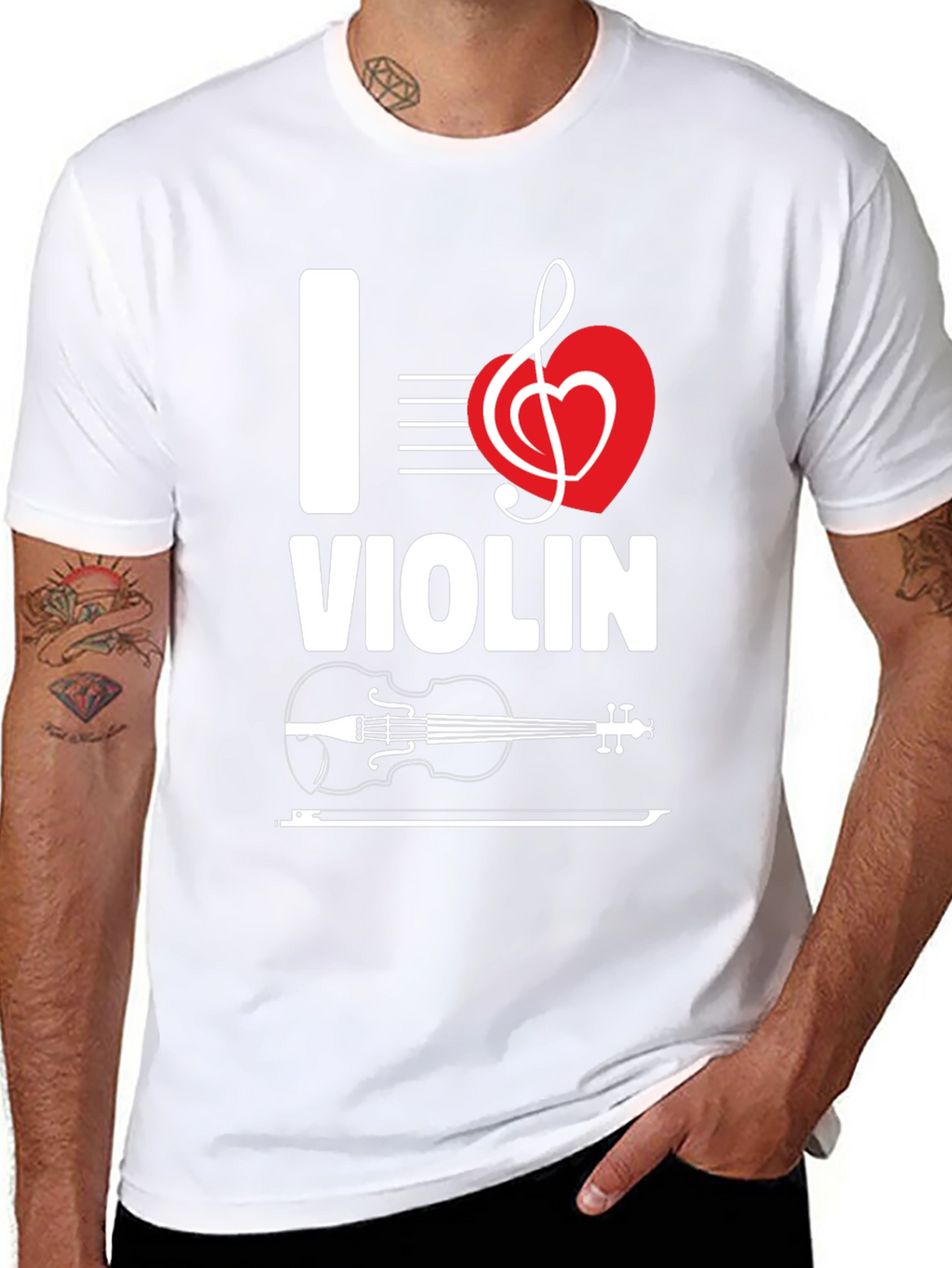 I Love Violin Graphic T-Shirt - Music Lover Tee