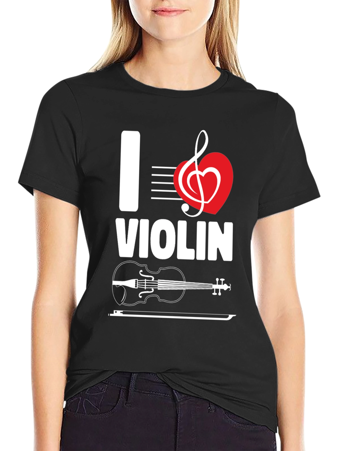I Love Violin Graphic T-Shirt - Music Lover Tee
