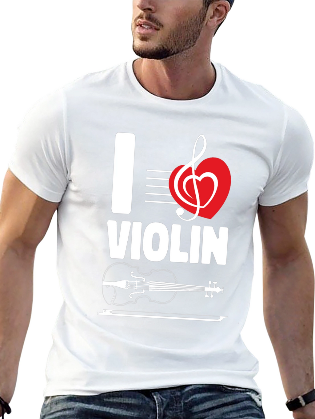 I Love Violin Graphic T-Shirt - Music Lover Tee