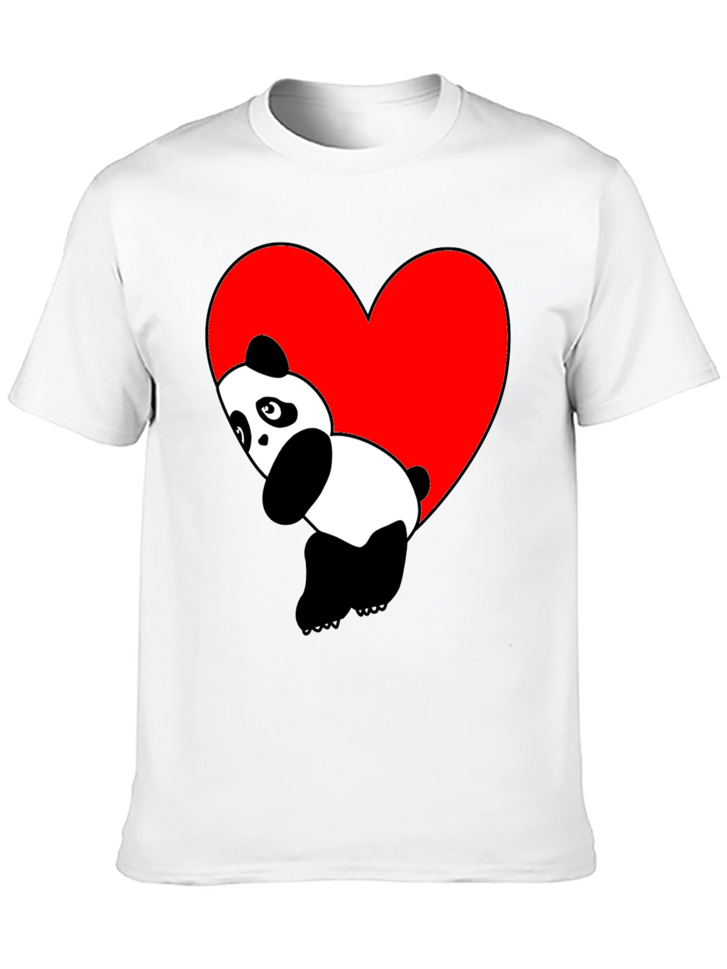 Cute Panda Heart Graphic Black T-Shirt