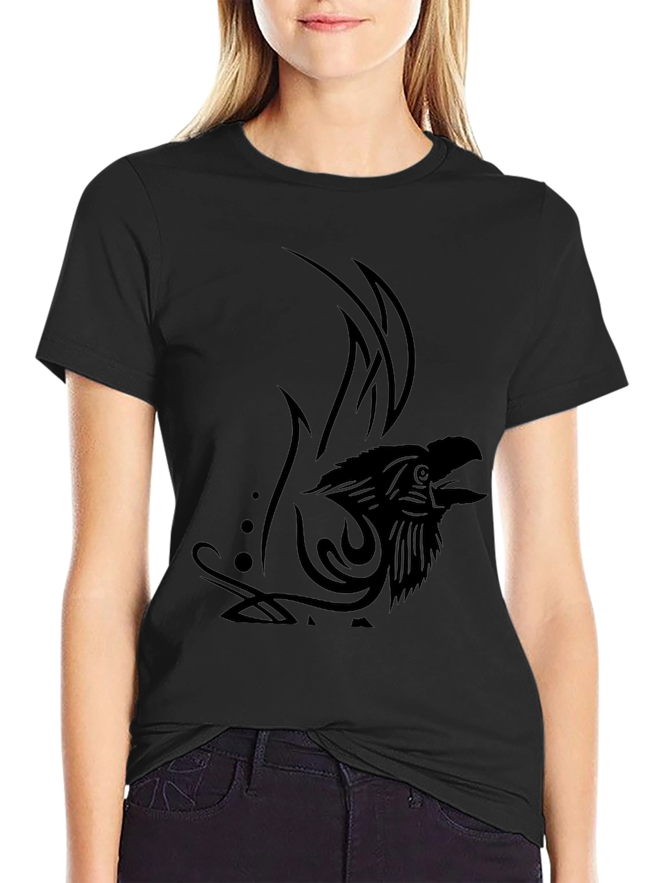Mens Black Eagle Tribal Design T-Shirt