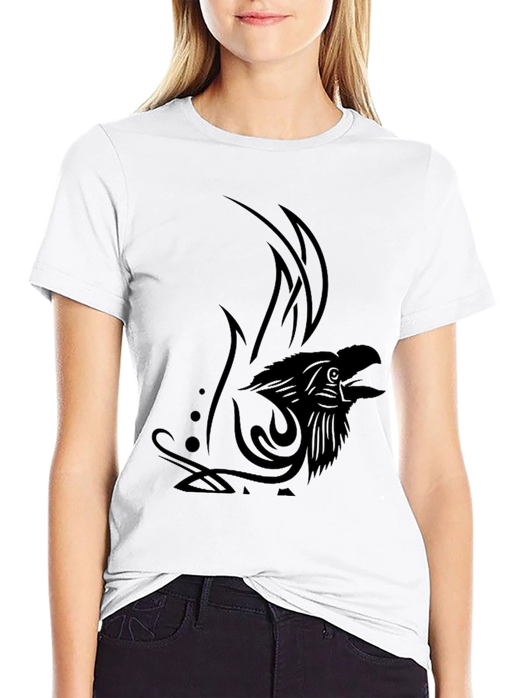 Mens Black Eagle Tribal Design T-Shirt