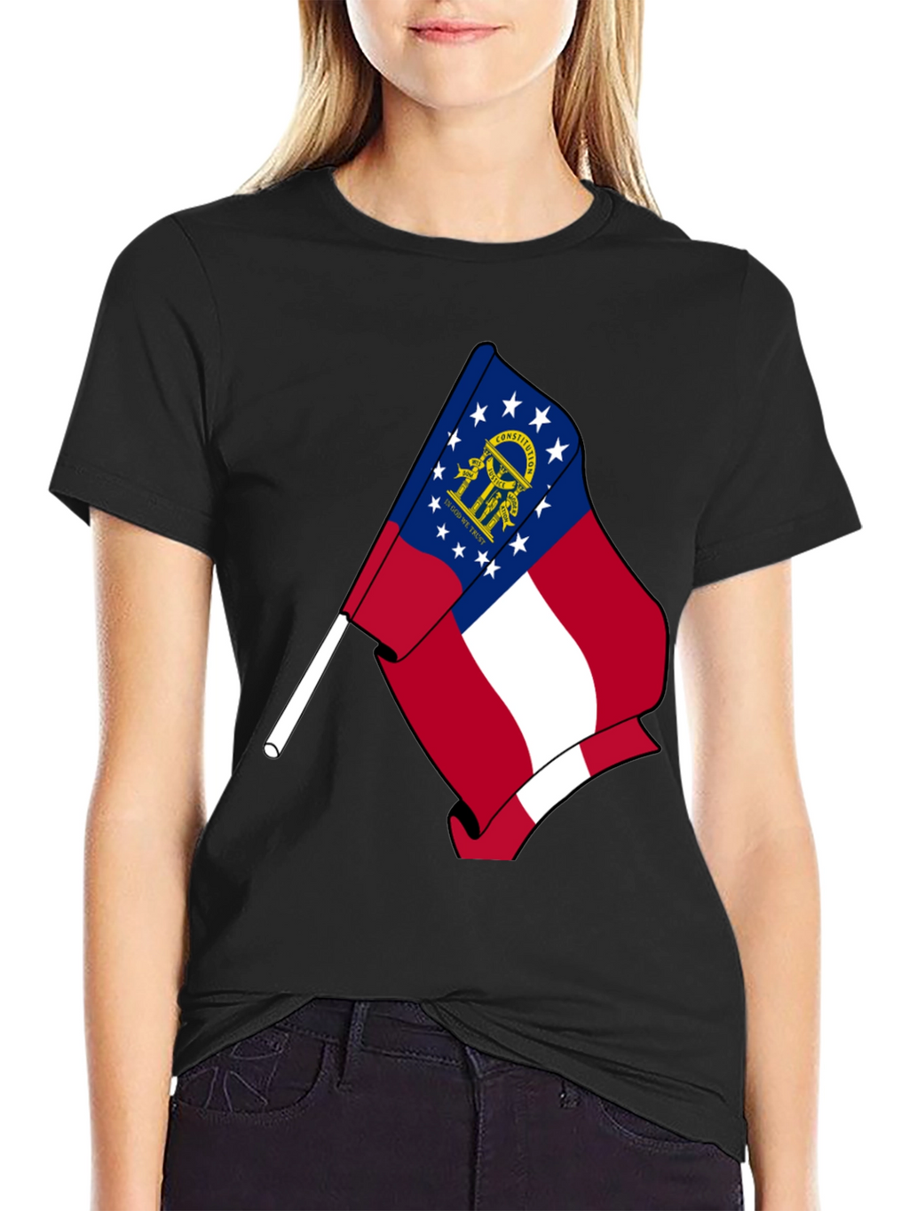Georgia State Flag Black T-Shirt
