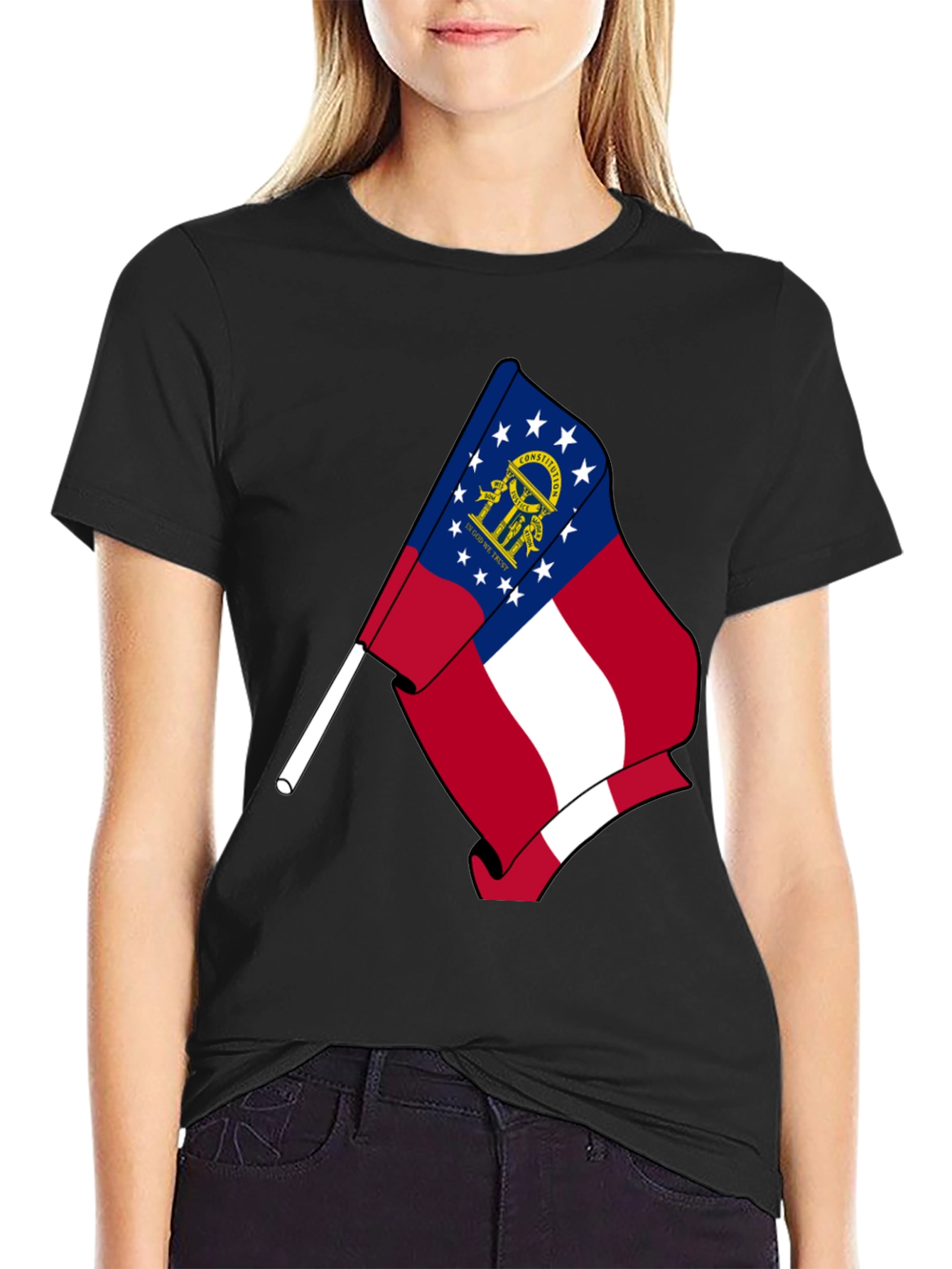 Georgia State Flag Black T-Shirt