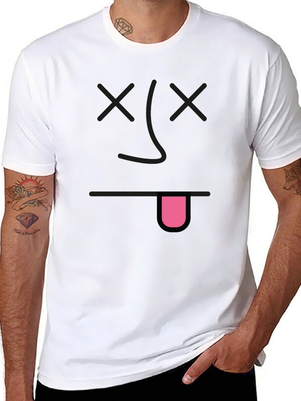 Funny Dead Face Graphic Black T-Shirt