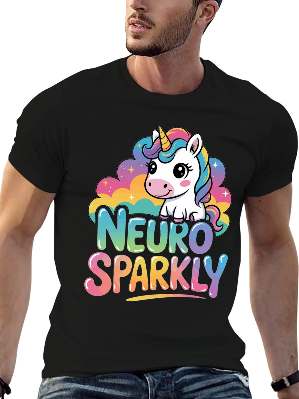 Neuro Sparkly Unicorn Graphic T-Shirt