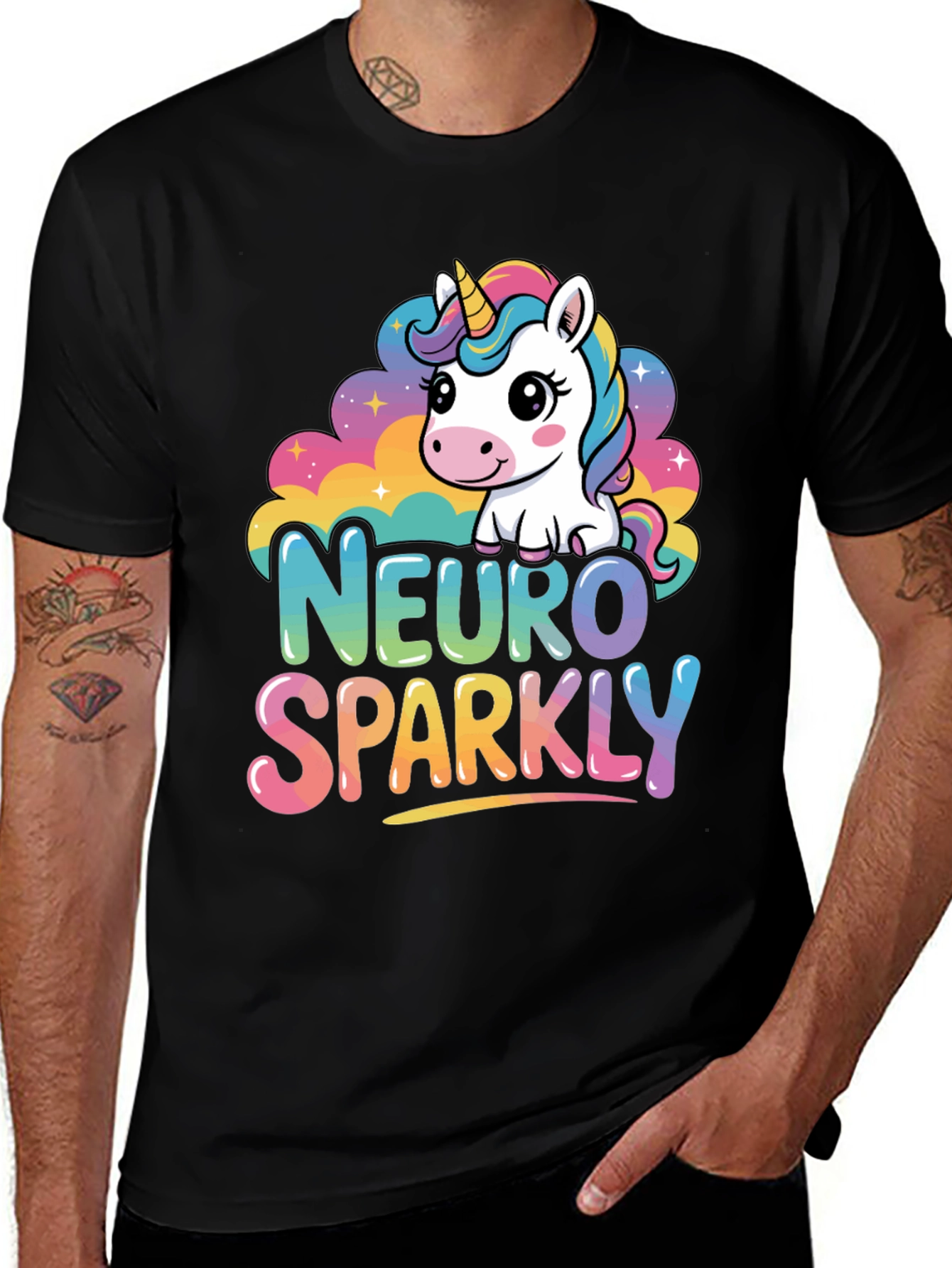 Neuro Sparkly Unicorn Graphic T-Shirt