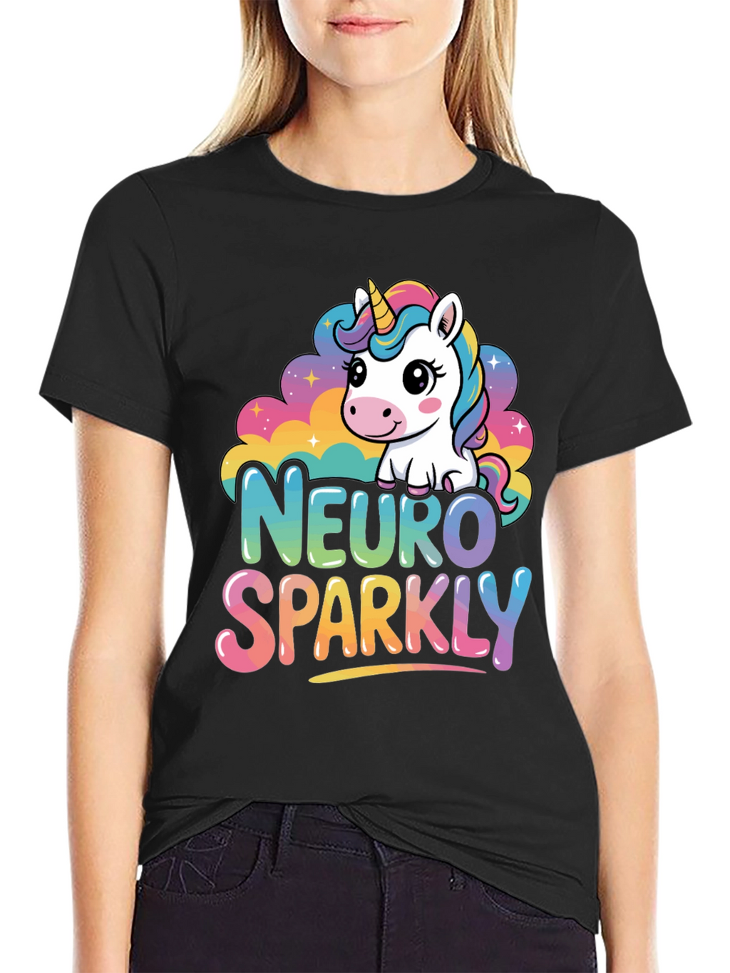 Neuro Sparkly Unicorn Graphic T-Shirt
