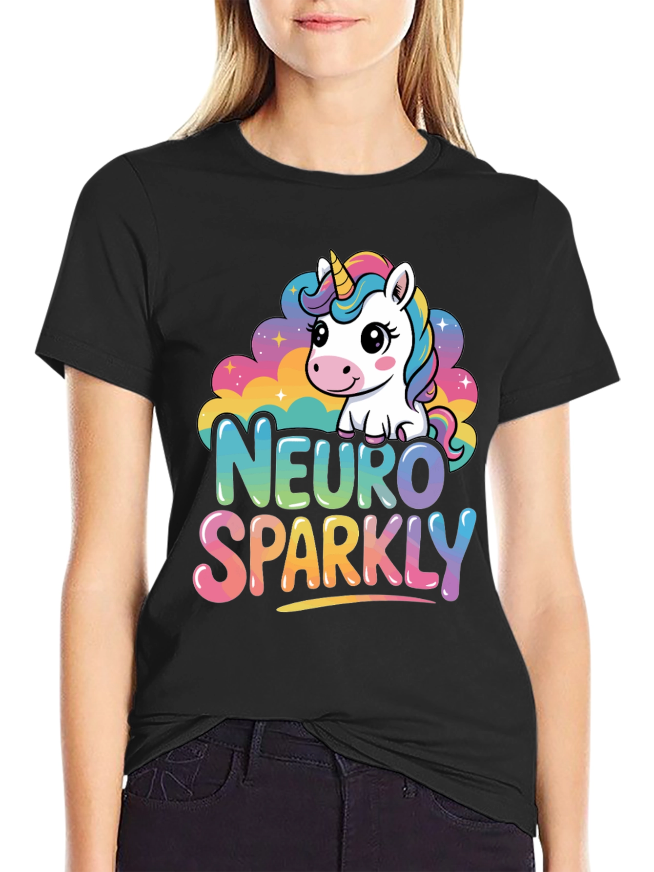 Neuro Sparkly Unicorn Graphic T-Shirt