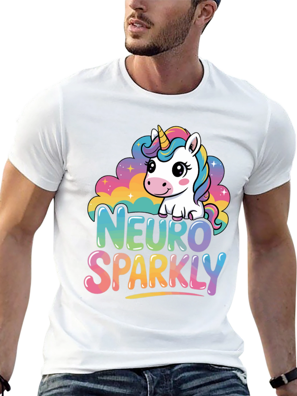 Neuro Sparkly Unicorn Graphic T-Shirt