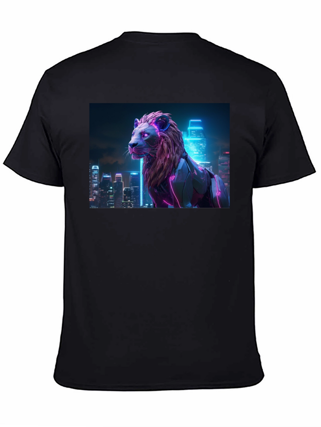 Cyberpunk Lion Graphic Tee - Black